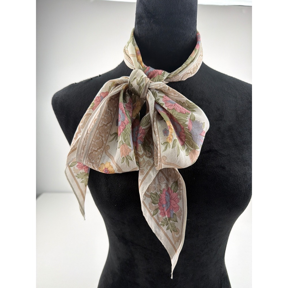 Liz Claiborne Scarf Floral Silk Vintage Scarf Cottagecore Coquette Romantic